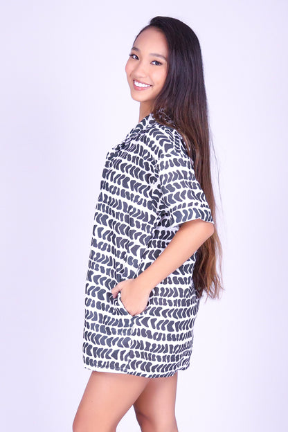 HEBREW SHELL MINI BUTTON DOWN DRESS