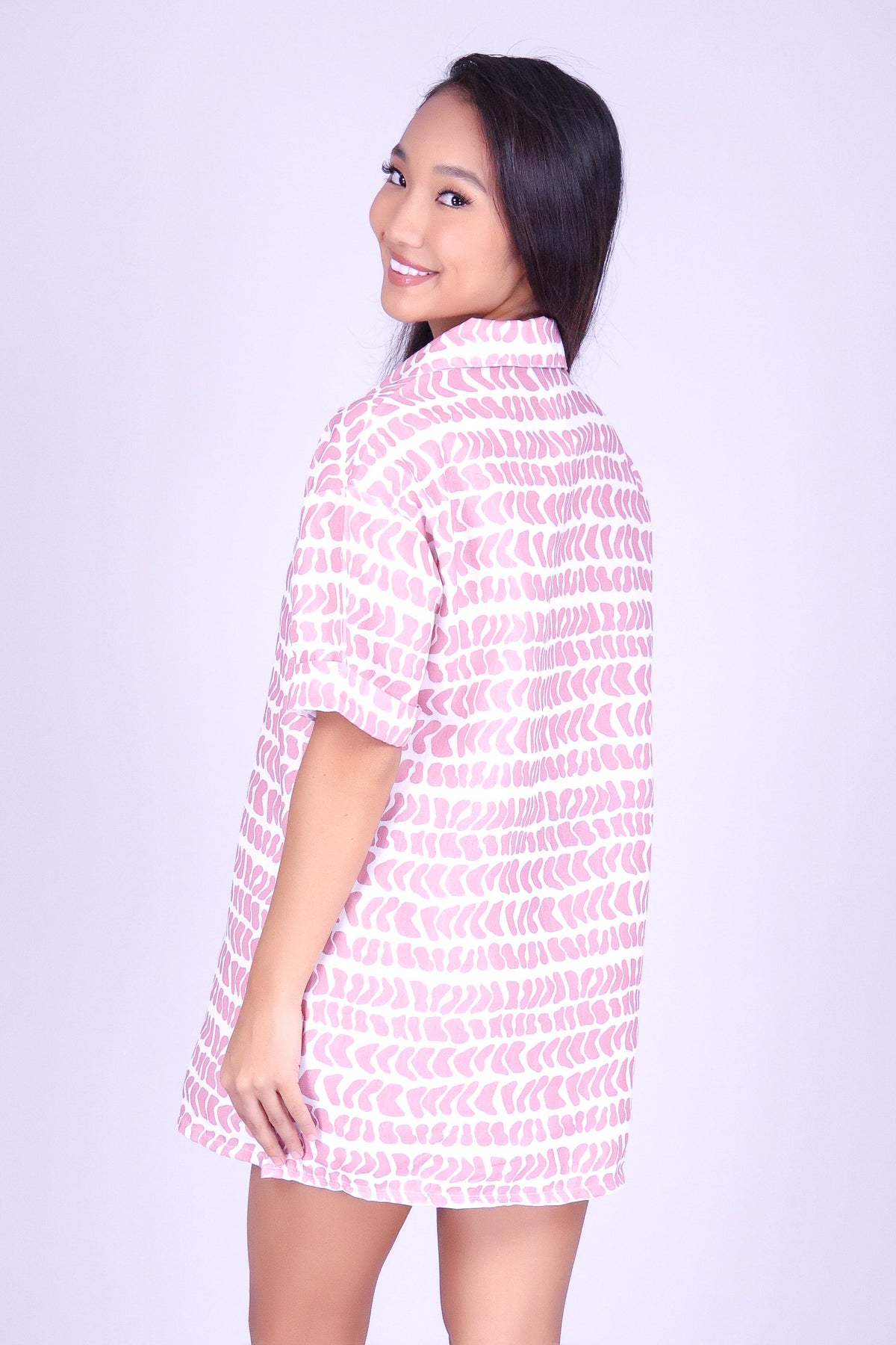 HEBREW SHELL MINI BUTTON DOWN DRESS