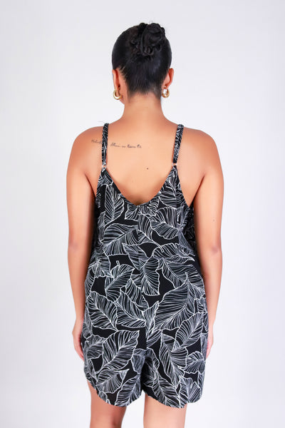 TROPICAL LEAF NO WAIST ROMPER