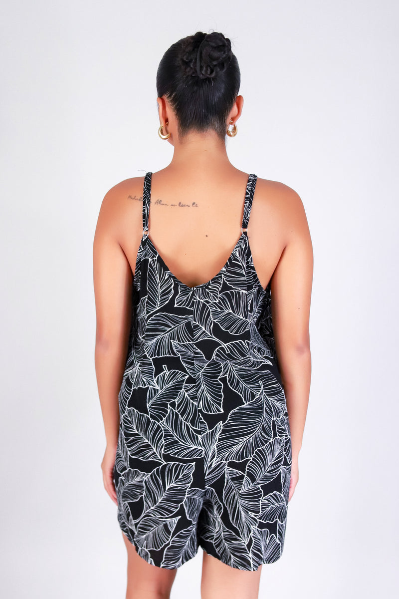 TROPICAL LEAF NO WAIST ROMPER