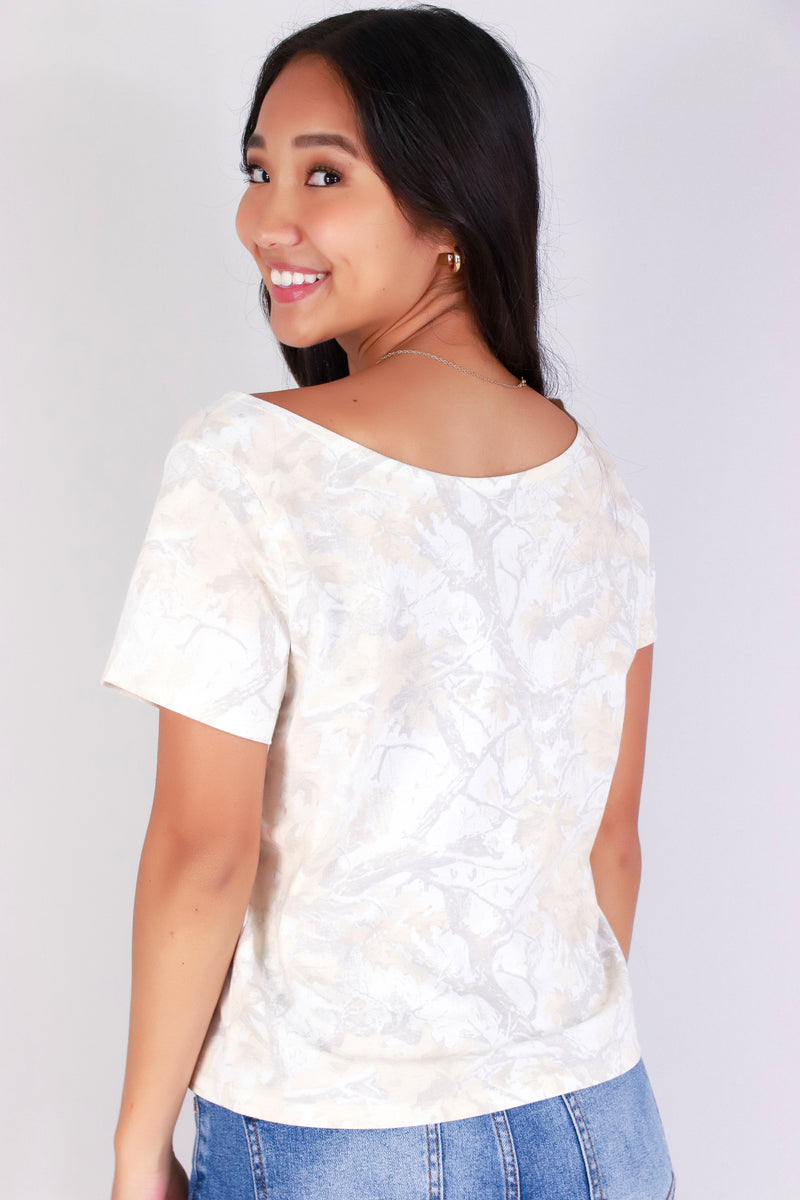 Jeans Warehouse Hawaii - S/S SCREEN - BLESSED CAMO OFF SHOULDER TEE | By ORGANIC GENERATION