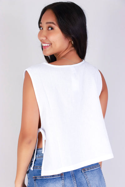 Jeans Warehouse Hawaii - TANK SOLID WOVEN CASUAL TOPS - TIED UP CUTIE TOP | By ZENANA (KC EXCLUSIVE,INC
