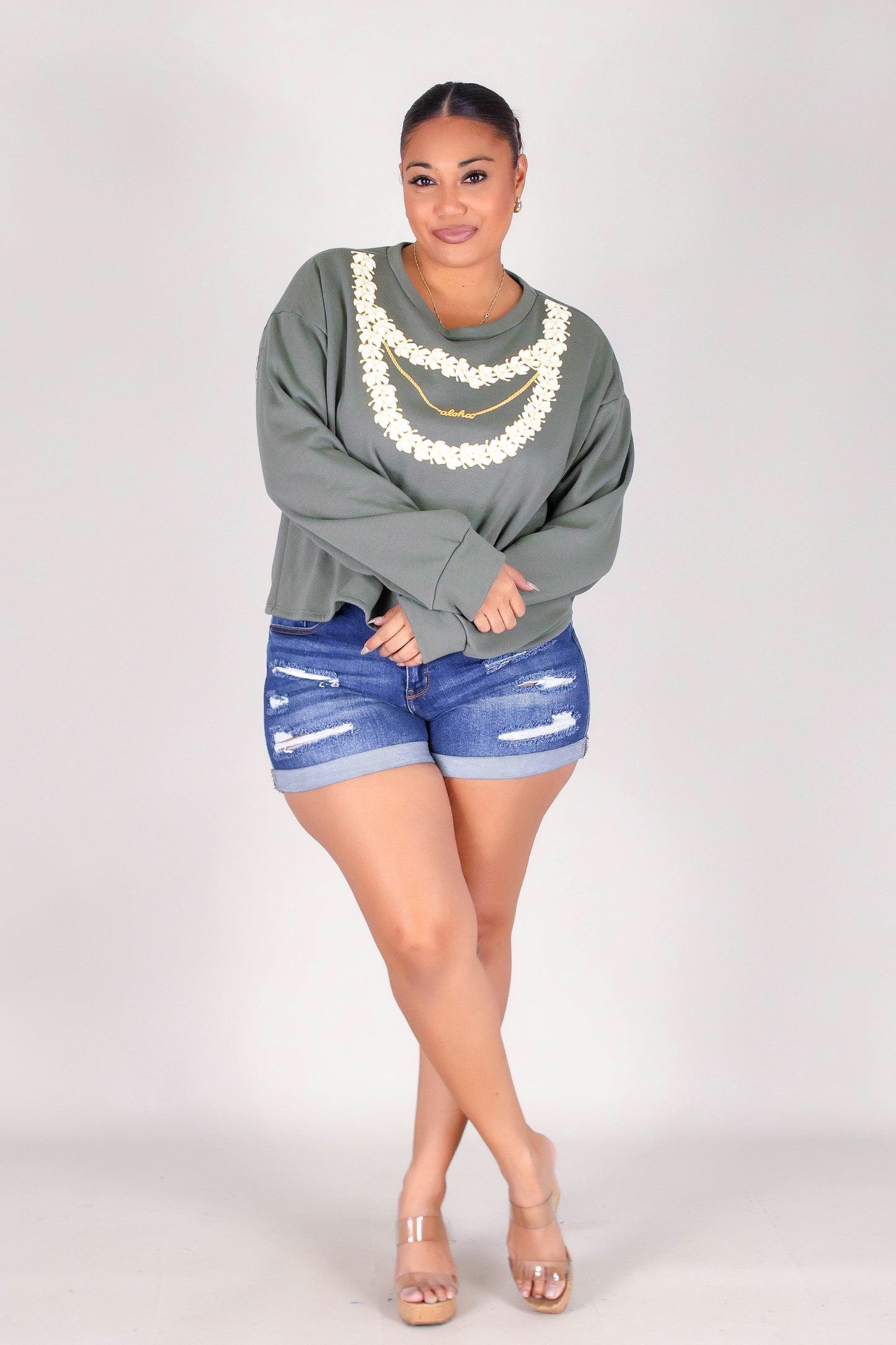 LAYERED PUAKENIKENI ALOHA SWEATER