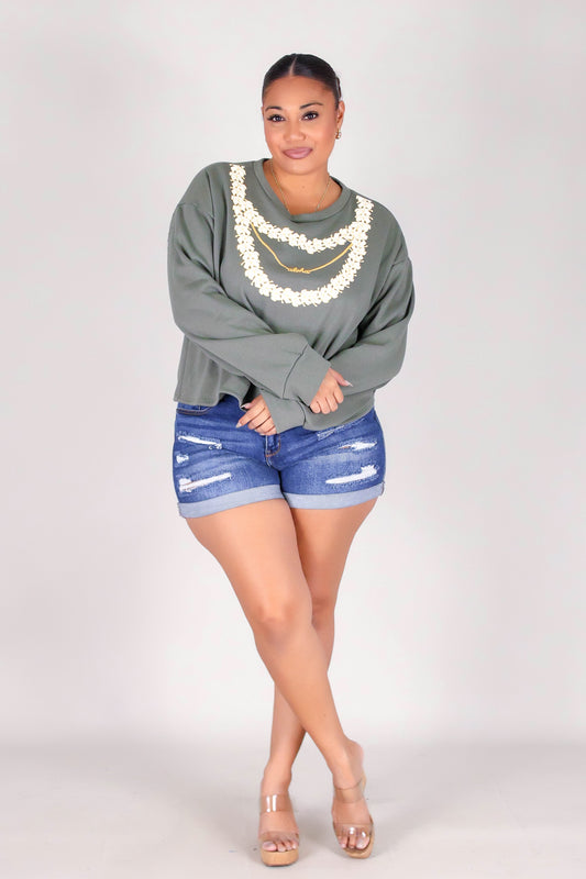 LAYERED PUAKENIKENI ALOHA SWEATER