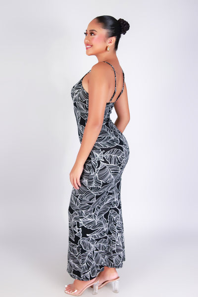 TROPICAL LEAF MERMAID MAXI DRESS