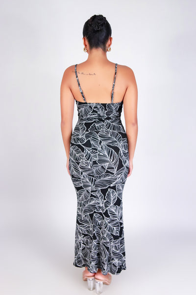 TROPICAL LEAF MERMAID MAXI DRESS