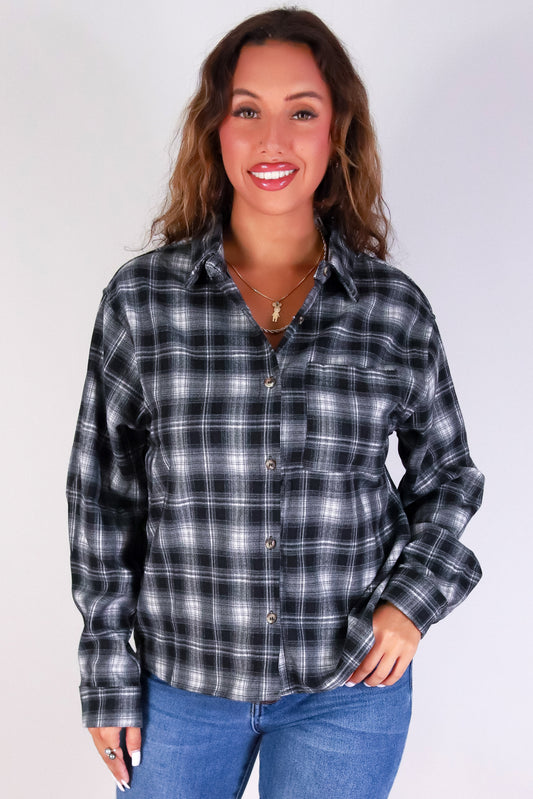 Jeans Warehouse Hawaii - L/S PRINT WOVEN CASUAL TOPS - PLAID ABOUT YOU TOP | By HYFVE