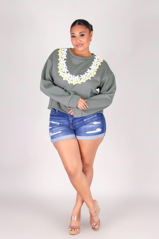 OPEN PUAKENIKENI PIKAKE LEI SWEATER