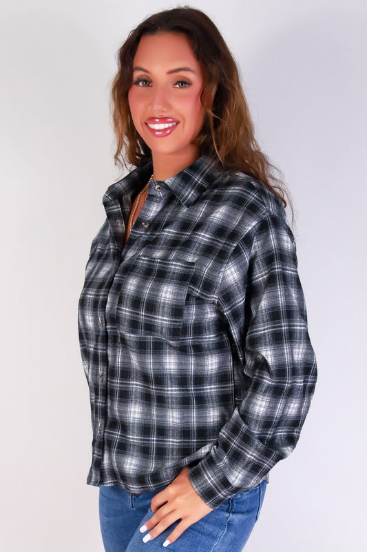 Jeans Warehouse Hawaii - L/S PRINT WOVEN CASUAL TOPS - PLAID ABOUT YOU TOP | By HYFVE