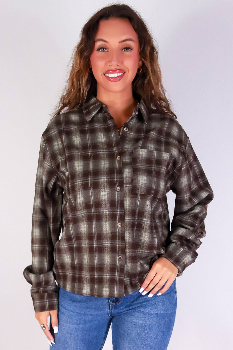 Jeans Warehouse Hawaii - L/S PRINT WOVEN CASUAL TOPS - PLAID ABOUT YOU TOP | By HYFVE