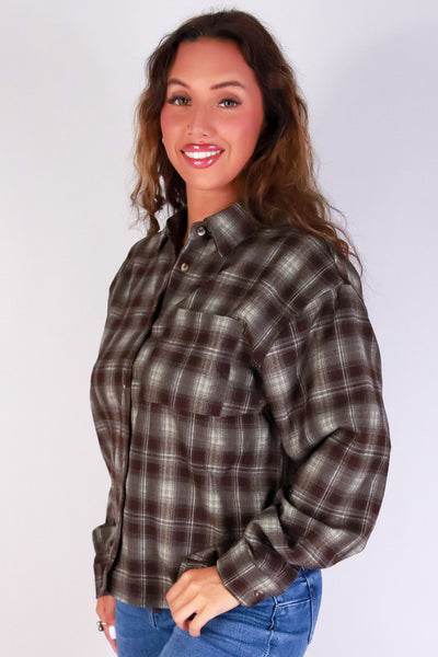 Jeans Warehouse Hawaii - L/S PRINT WOVEN CASUAL TOPS - PLAID ABOUT YOU TOP | By HYFVE