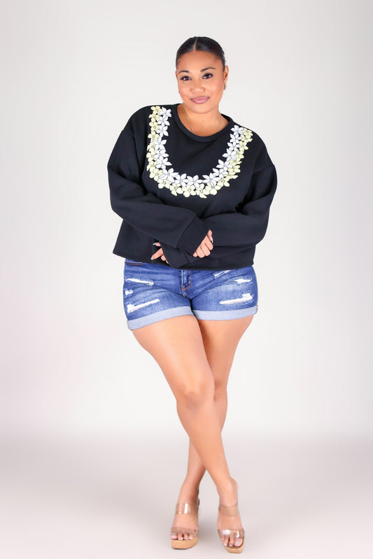 OPEN PUAKENIKENI PIKAKE LEI SWEATER