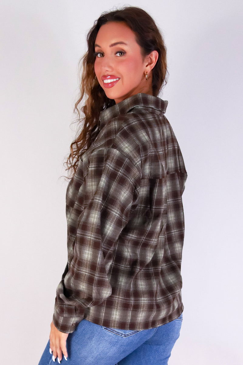 Jeans Warehouse Hawaii - L/S PRINT WOVEN CASUAL TOPS - PLAID ABOUT YOU TOP | By HYFVE