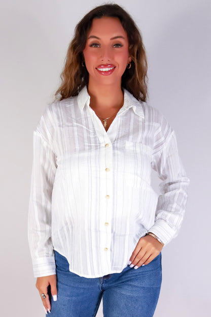 Jeans Warehouse Hawaii - L/S PRINT WOVEN CASUAL TOPS - GRACE IN MOTION LONG SLEEVE TOP | By MINE FASHION
