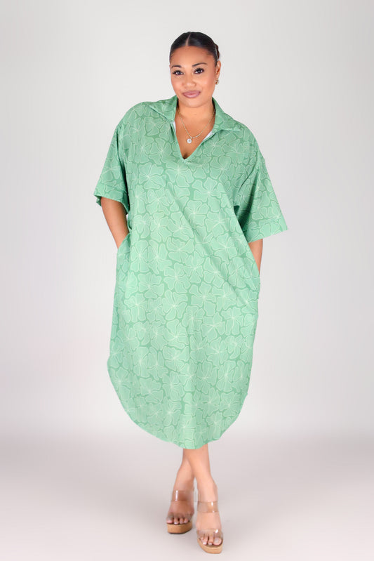 WAVY HIBISCUS T-SHIRT DRESS