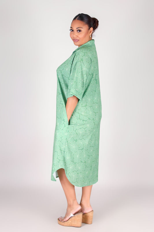 WAVY HIBISCUS T-SHIRT DRESS