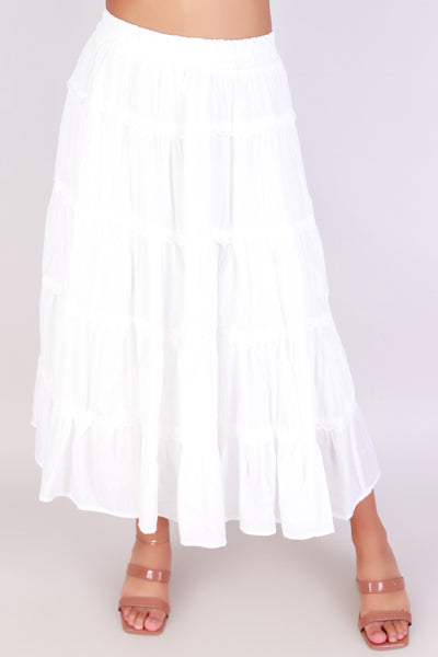 Jeans Warehouse Hawaii - WOVEN LONG SKIRT - TIER ME OUT MIDI SKIRT | By PASSPORT/MS BUBBLES