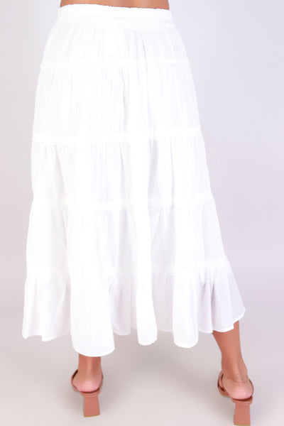 Jeans Warehouse Hawaii - WOVEN LONG SKIRT - TIER ME OUT MIDI SKIRT | By PASSPORT/MS BUBBLES