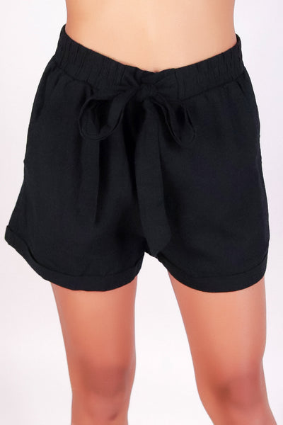Jeans Warehouse Hawaii - SOLID WOVEN SHORTS - LAID-BACK LINEN SHORTS | By AMBIANCE APPAREL
