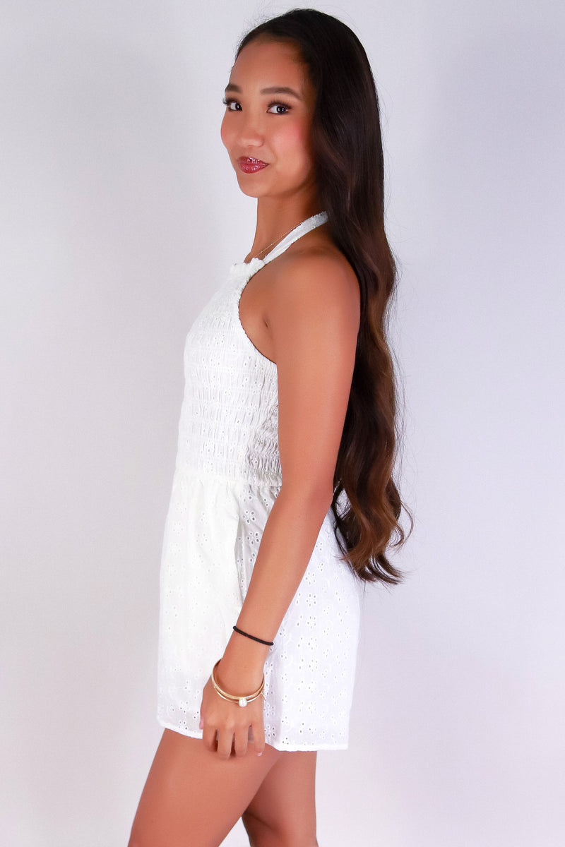 Jeans Warehouse Hawaii - SOLID CASUAL ROMPERS - DAYLIGHT DAZE HALTER ROMPER | By HYFVE