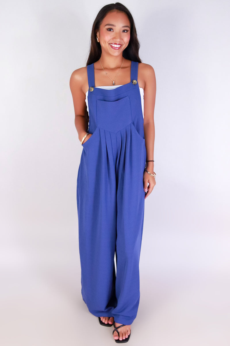 Jeans Warehouse Hawaii - SOLID CASUAL JUMPSUITS - STRAP ME IN OVERALL JUMPSUIT | By HYFVE