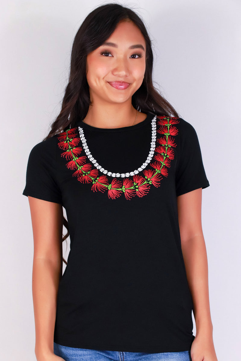 Jeans Warehouse Hawaii - S/S SCREEN - OHIA LEHUA LEI TEE | By LUZ