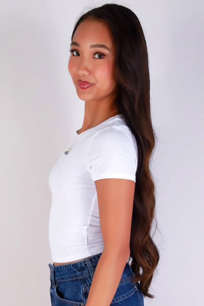 Jeans Warehouse Hawaii - S/S SOLID BASIC - ONLY FOR ME CROP TOP | By POPULAR 21