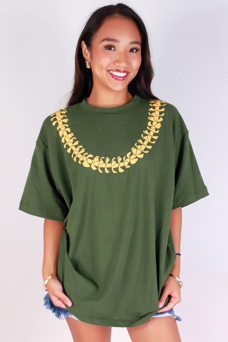 Jeans Warehouse Hawaii - S/S SCREEN - PUAKENIKENI OVERSIZED LEI TEE | By ROCK & ROSE BY CHERIE