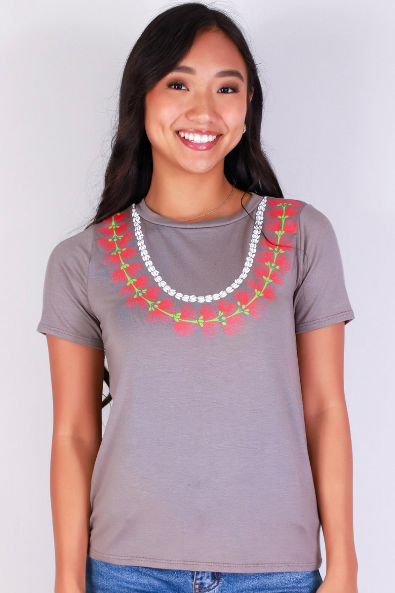 Jeans Warehouse Hawaii - S/S SCREEN - OHIA LEHUA LEI TEE | By LUZ