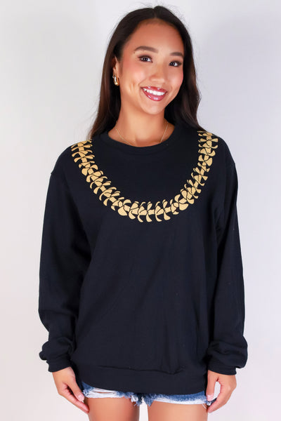Jeans Warehouse Hawaii - SOLID LONG SLV TOPS - PUAKENKENI LEI SWEATER | By ROCK & ROSE BY CHERIE