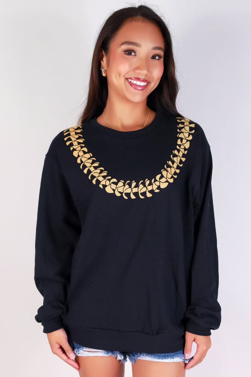 Jeans Warehouse Hawaii - SOLID LONG SLV TOPS - PUAKENKENI LEI SWEATER | By ROCK & ROSE BY CHERIE