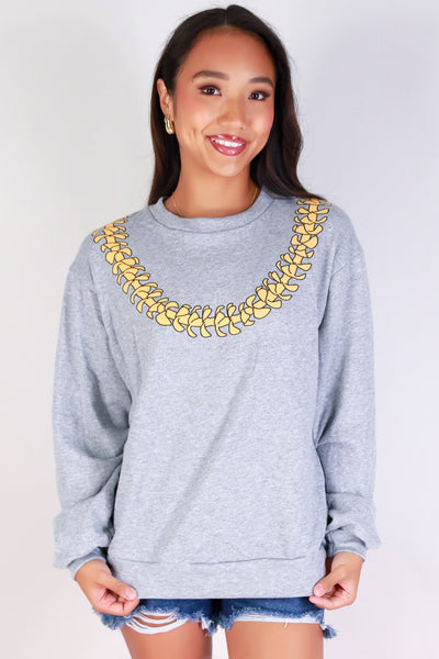 Jeans Warehouse Hawaii - SOLID LONG SLV TOPS - PUAKENIKENI LEI SWEATER | By ROCK & ROSE BY CHERIE