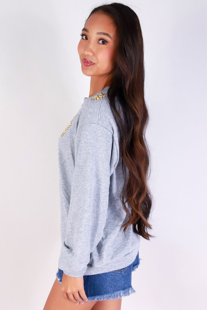 Jeans Warehouse Hawaii - SOLID LONG SLV TOPS - PUAKENIKENI LEI SWEATER | By ROCK & ROSE BY CHERIE