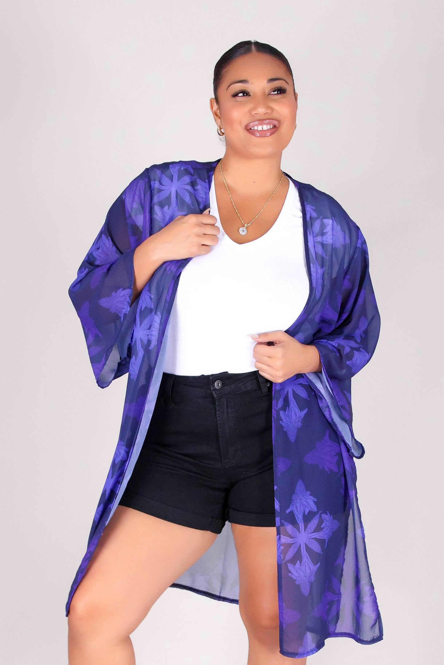 TORCH GINGER QUILT CHIFFON CARDIGAN