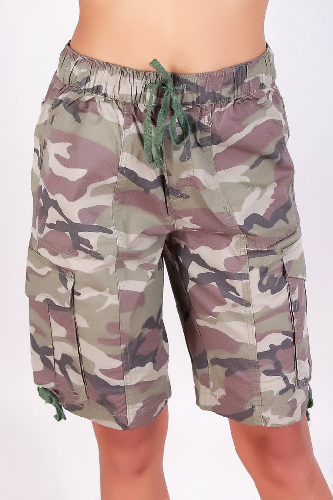 【U LAN】Senti Walk Cargo Bermuda Pants JMKQLZ Men's Long Cargo Shorts Casual Below Knee Shorts