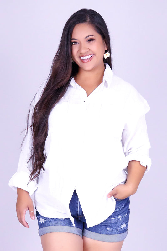 KEEP IT GOING BUTTON-DOWN TOP