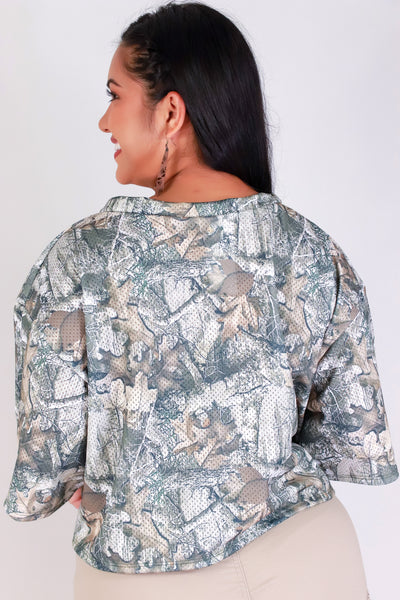 Jeans Warehouse Hawaii - PLUS S/S PRINT WOVEN TOPS - HAWAII HUNTING CAMO JERSEY | By YELLOW CABBAGE