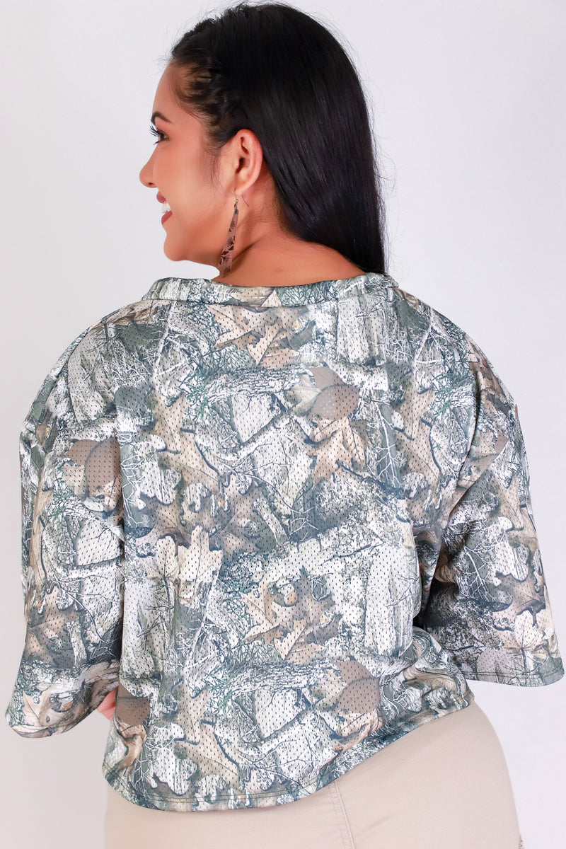Jeans Warehouse Hawaii - PLUS S/S PRINT WOVEN TOPS - HAWAII HUNTING CAMO JERSEY | By YELLOW CABBAGE