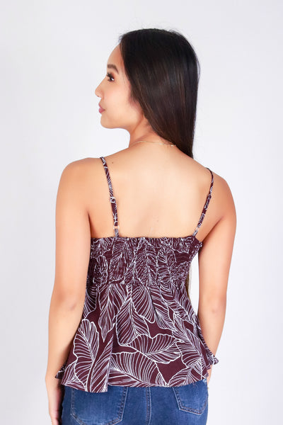TROPICAL LEAF TIE FRONT TOP