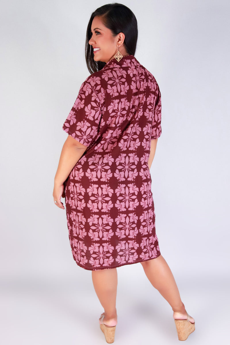 Jeans Warehouse Hawaii - PLUS PLUS WOVEN PRINT DRESSES - HIBISCUS QUILT BUTTON DOWN DRSES | By LUZ