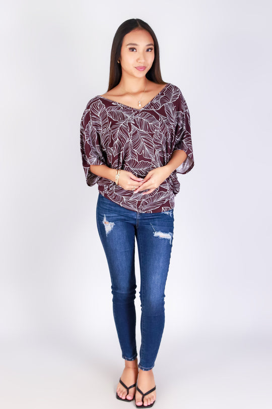 TROPICAL LEAF DOLMAN TOP