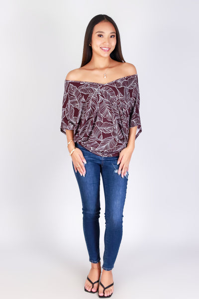 TROPICAL LEAF DOLMAN TOP