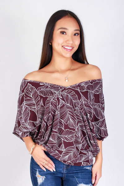 TROPICAL LEAF DOLMAN TOP