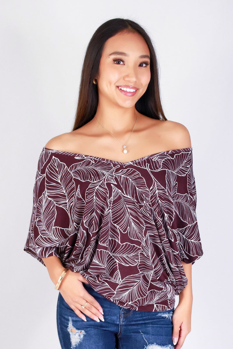TROPICAL LEAF DOLMAN TOP