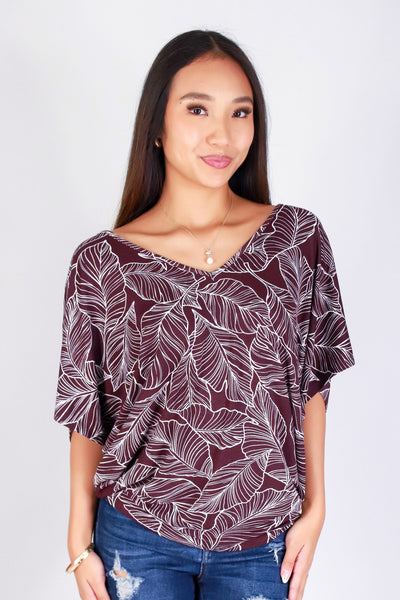 TROPICAL LEAF DOLMAN TOP