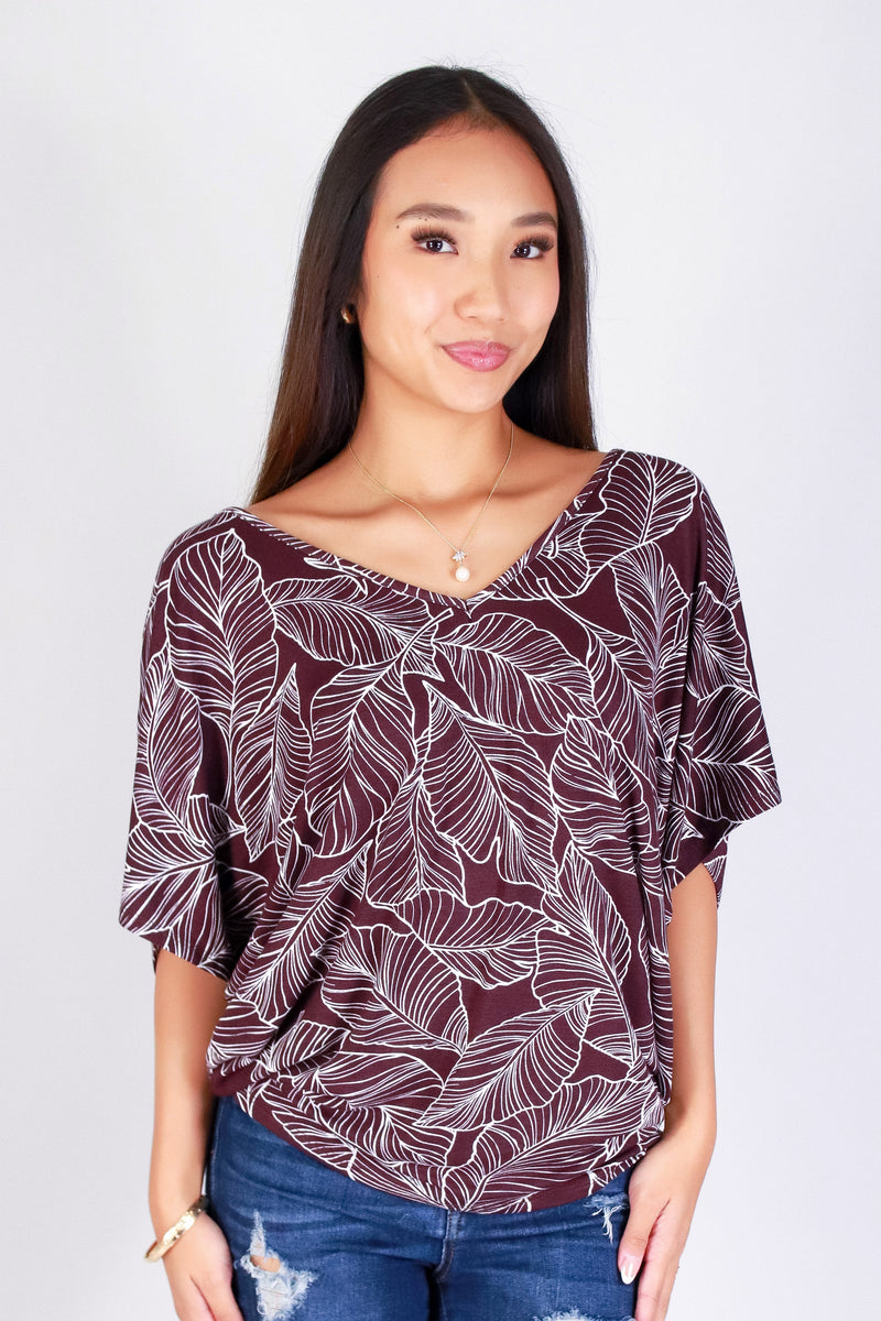 TROPICAL LEAF DOLMAN TOP