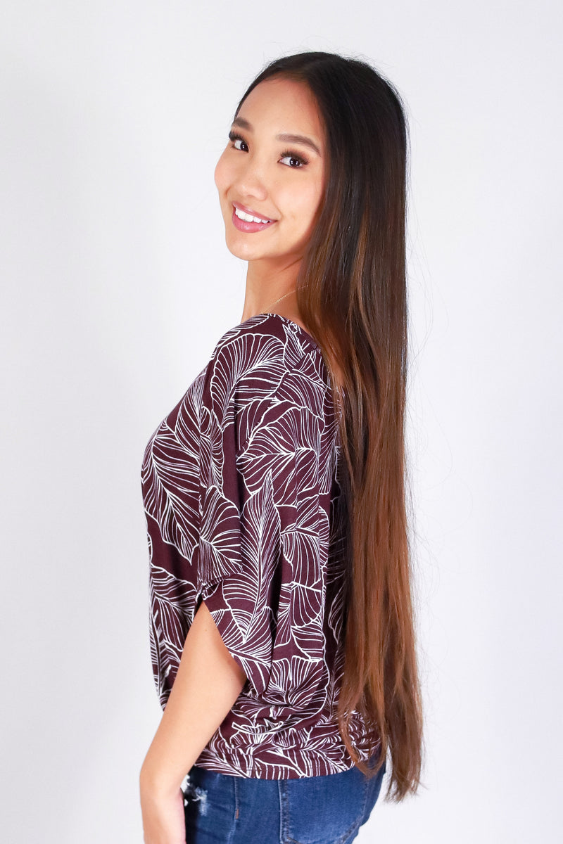 TROPICAL LEAF DOLMAN TOP