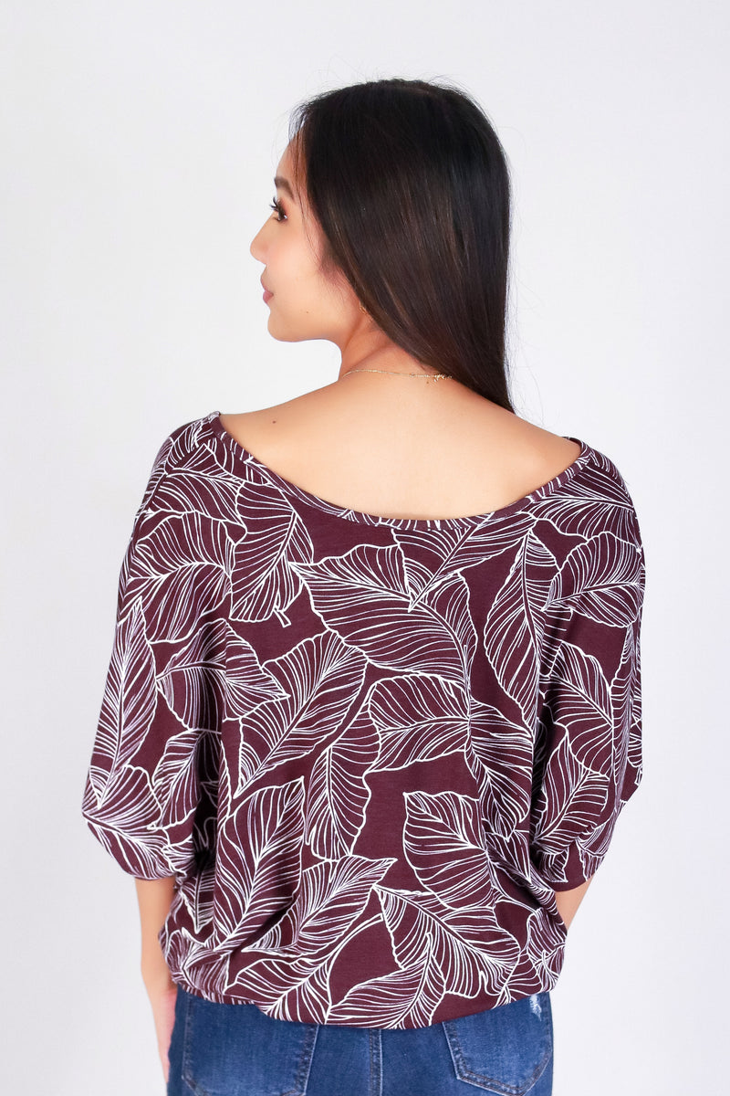TROPICAL LEAF DOLMAN TOP