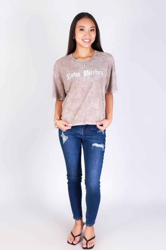 ALOHA BITCHES CROP TEE