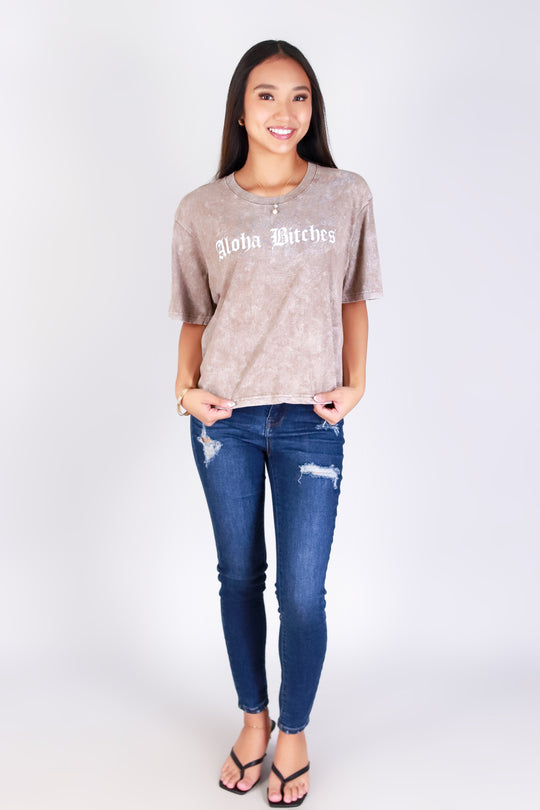 ALOHA BITCHES CROP TEE